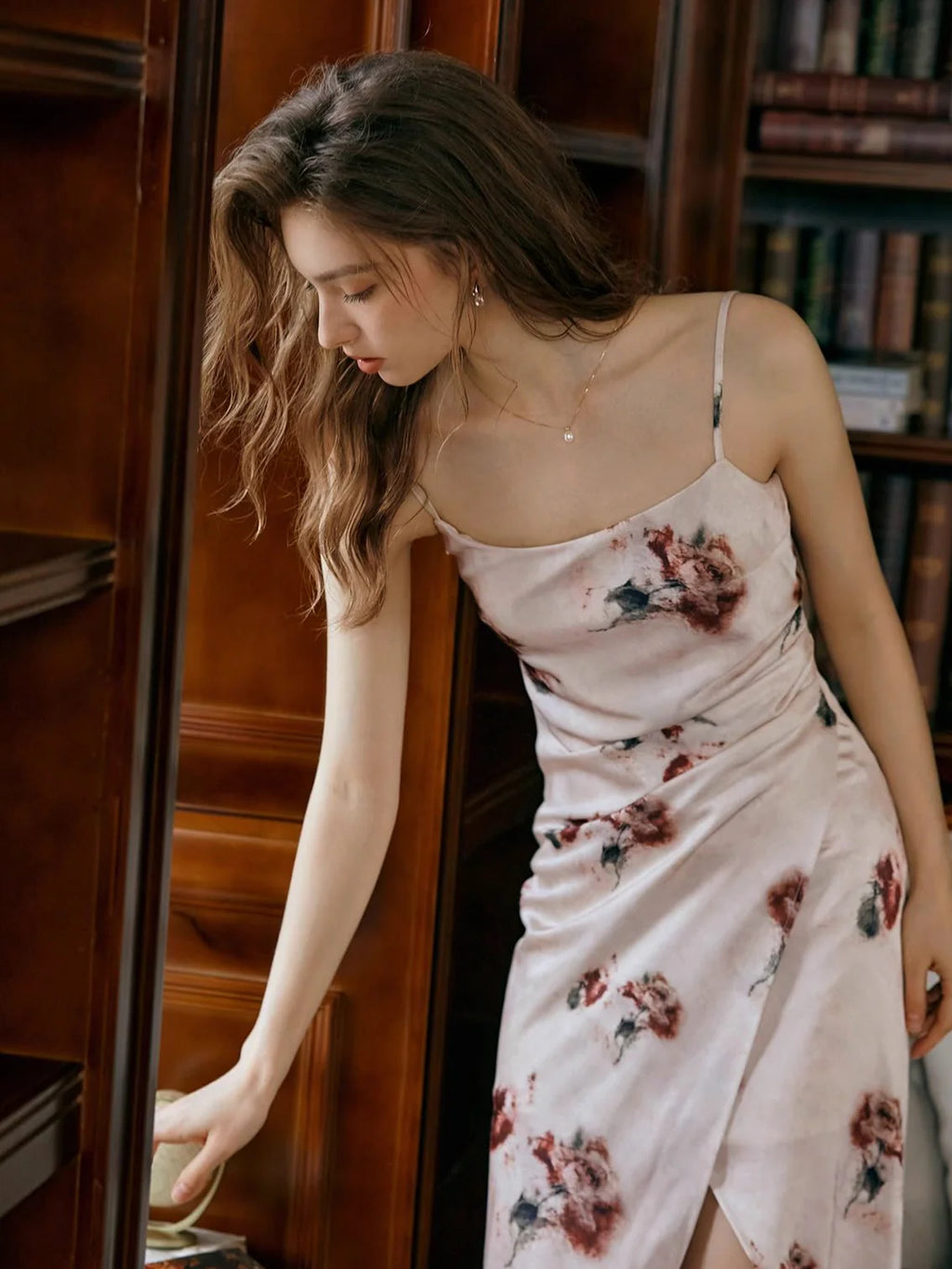 Romantic Floral Draped Slip Dress