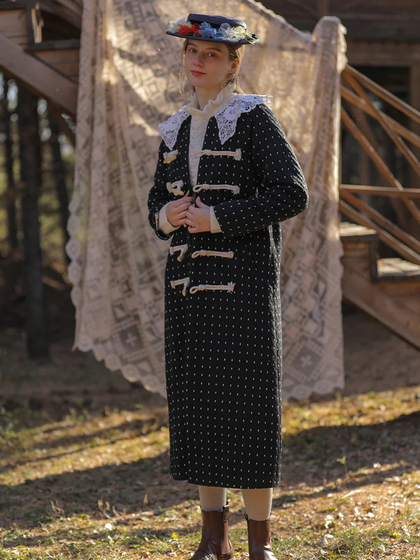 Vintage Polka Dot Lace Collar Coat