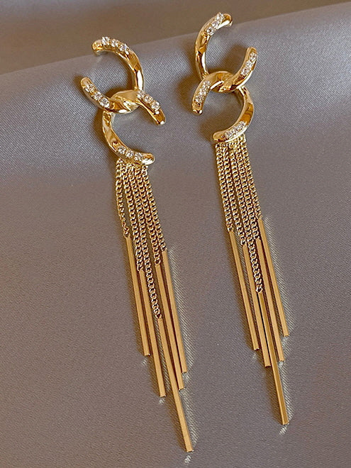 Elegant Double C Chain Earrings