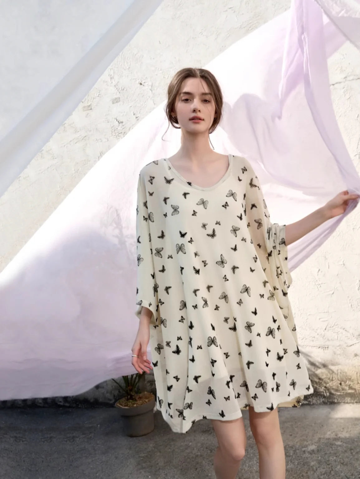 Butterfly Dream Nightgown with Slip Set