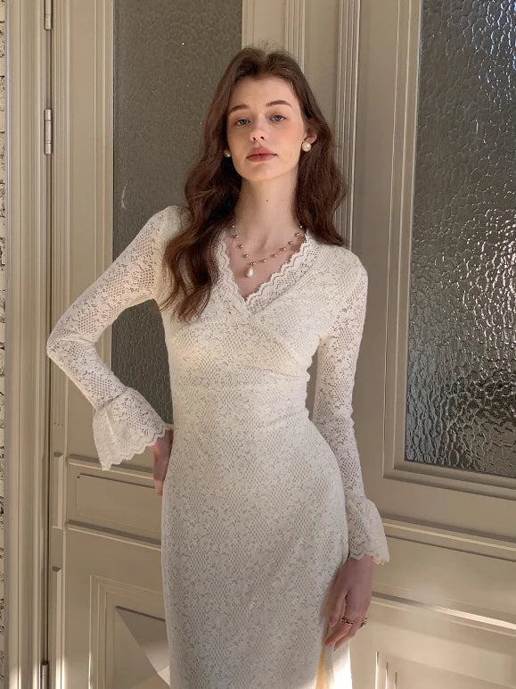 Vintage Lace Bell Sleeve Dress