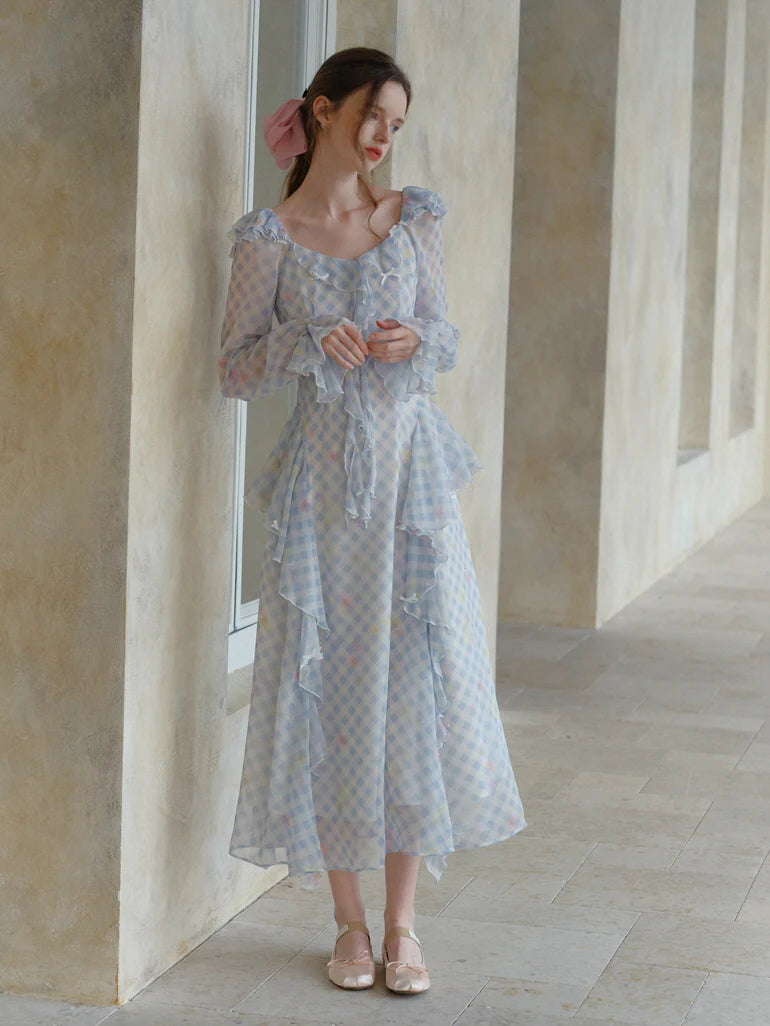 Blue Gingham Ruffle Dream Dress