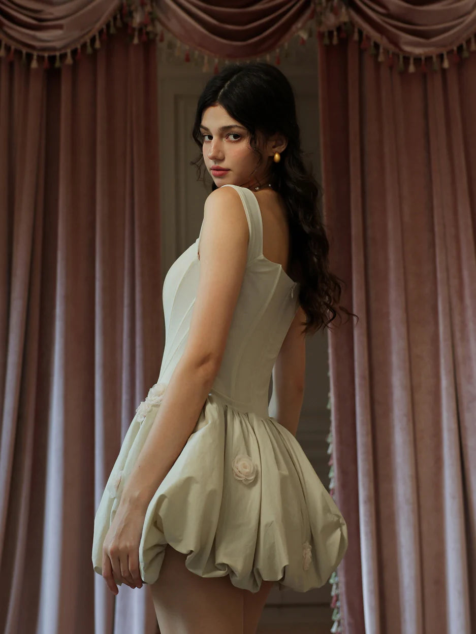 Light Pink Corset Bubble Hem Dress