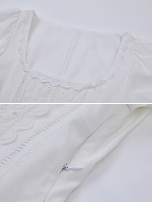 Vintage Lace Elegance White Dress