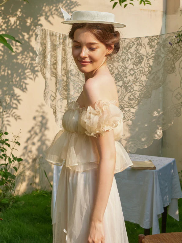 Whipped Cream Ruffle Sheer Top