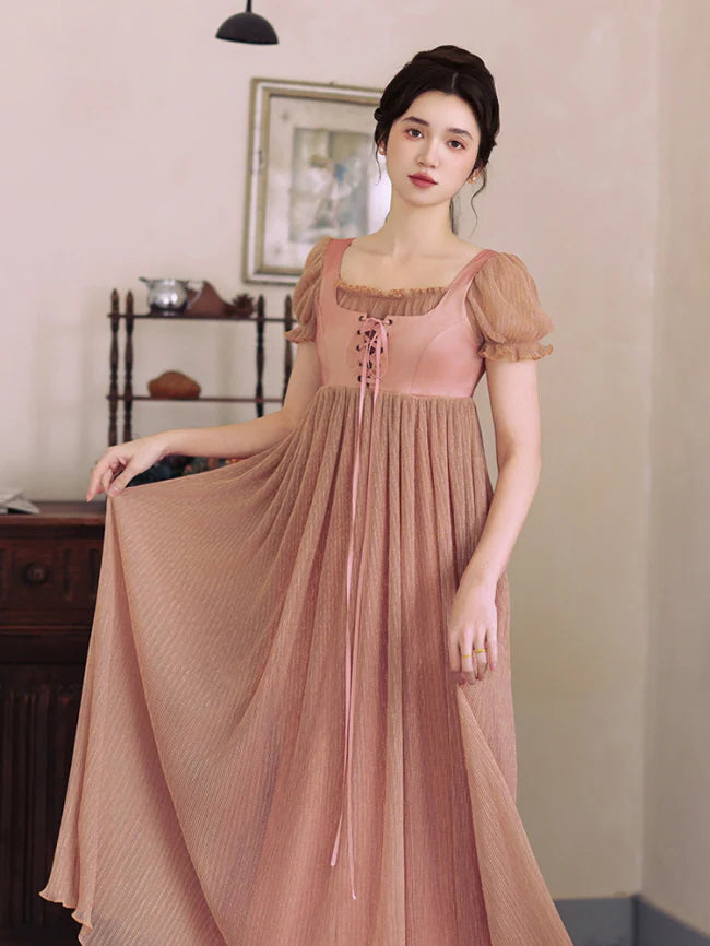 Whispering Rose Lace-Up Vintage Dress