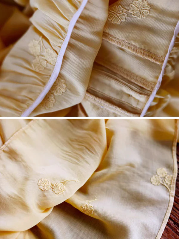 Embroidered Yellow Leaf Dress