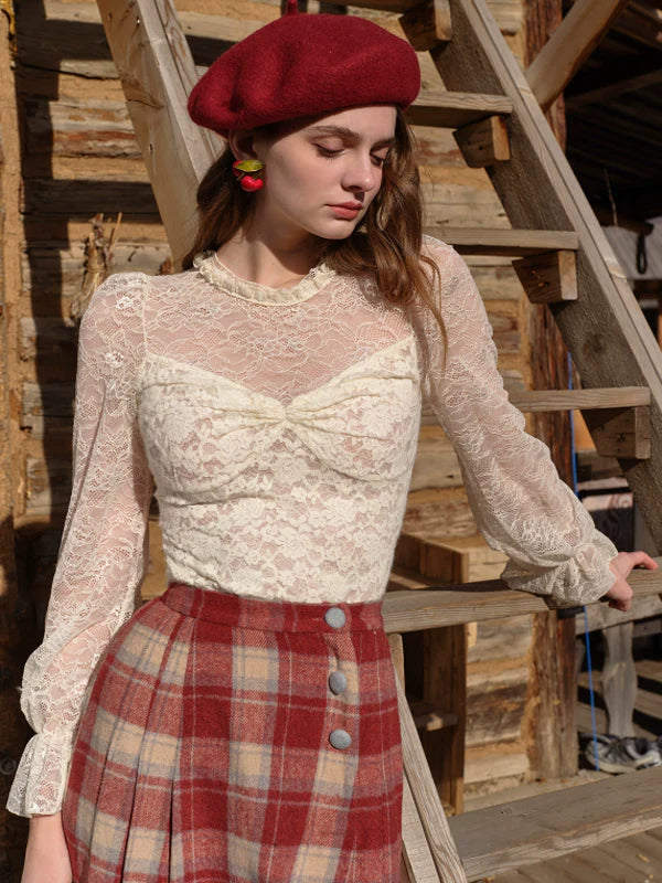 Vintage Floral Lace Long Blouse