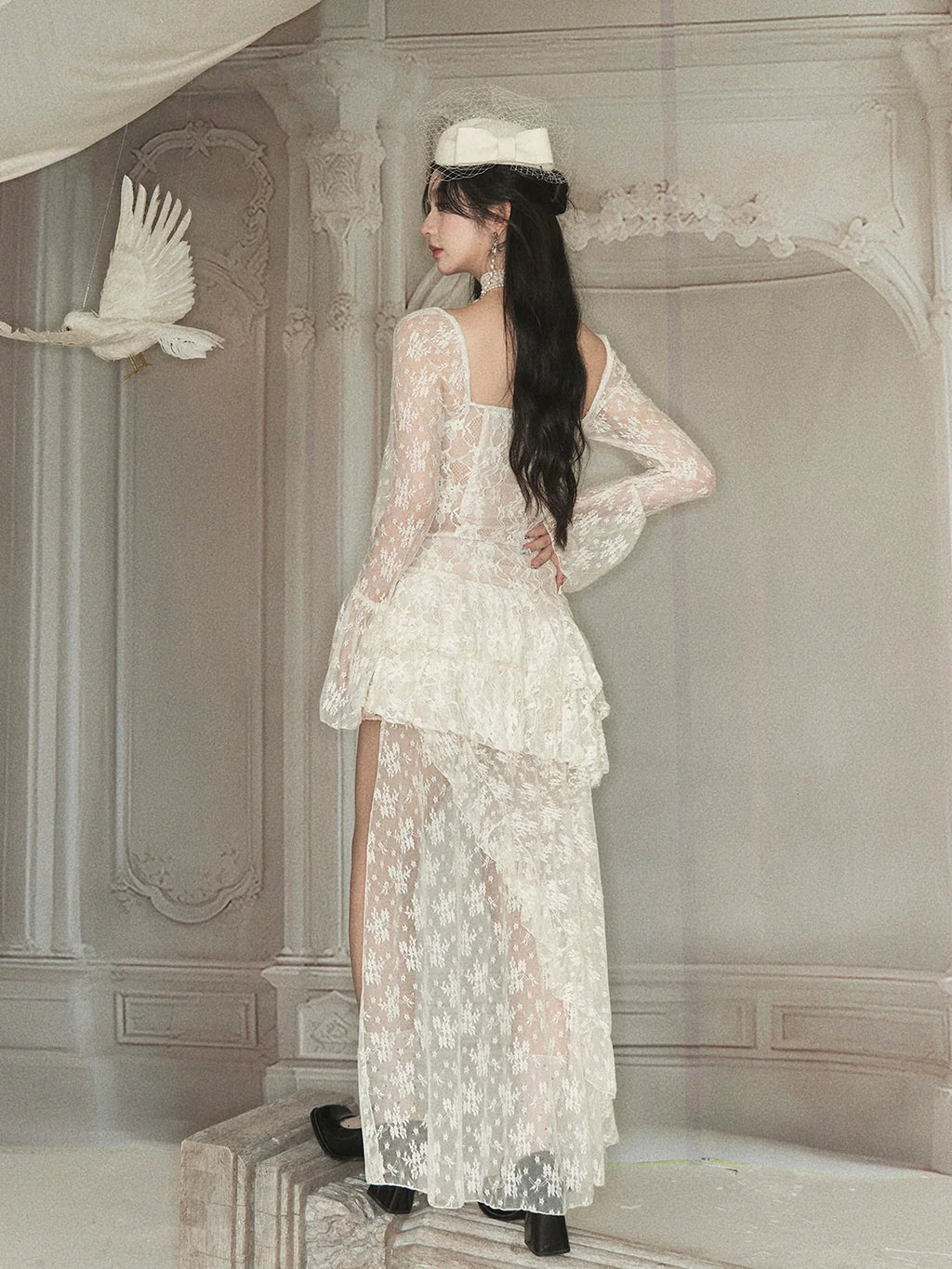 Ethereal Lace Layered Dress