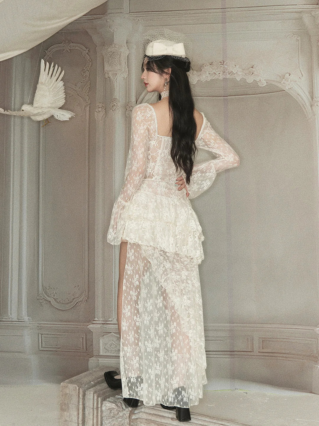 Ethereal Lace Layered Dress