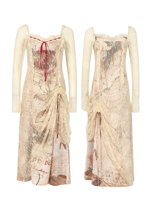 Vintage Manuscript Lace Dress