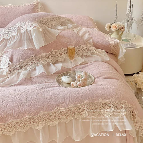 Pink Velvet Princess Douvet Cover Set
