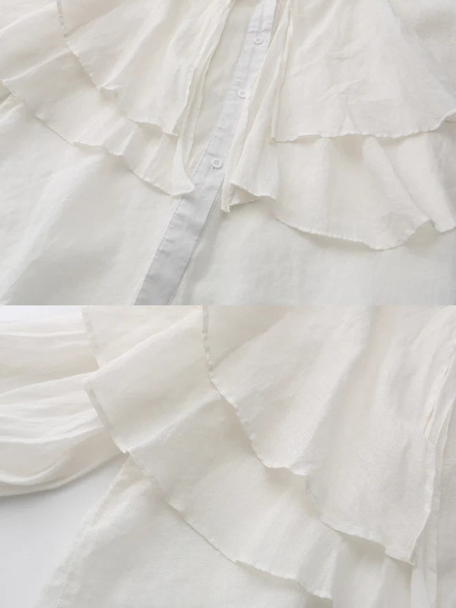 Ruffled Cloud Linen Blouse