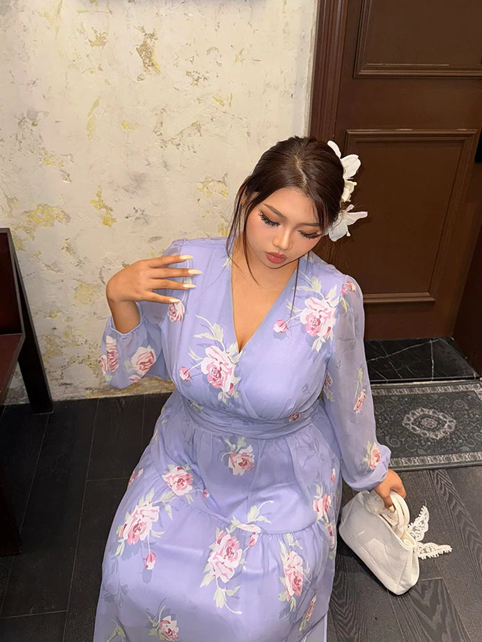 Lavender Rose Garden Chiffon Dress