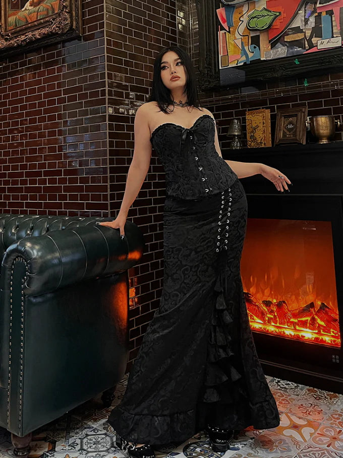 Midnight Baroque Corset & Ruffle Skirt