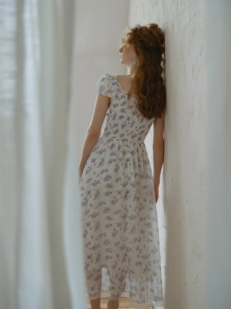 Blue Forest Floral Corset Dress