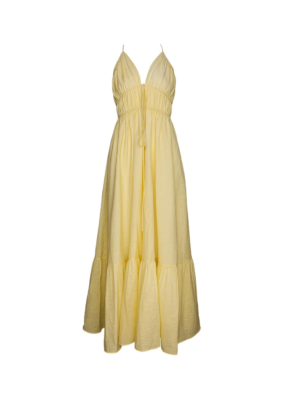 Lemon Bloom Backless Maxi Dress