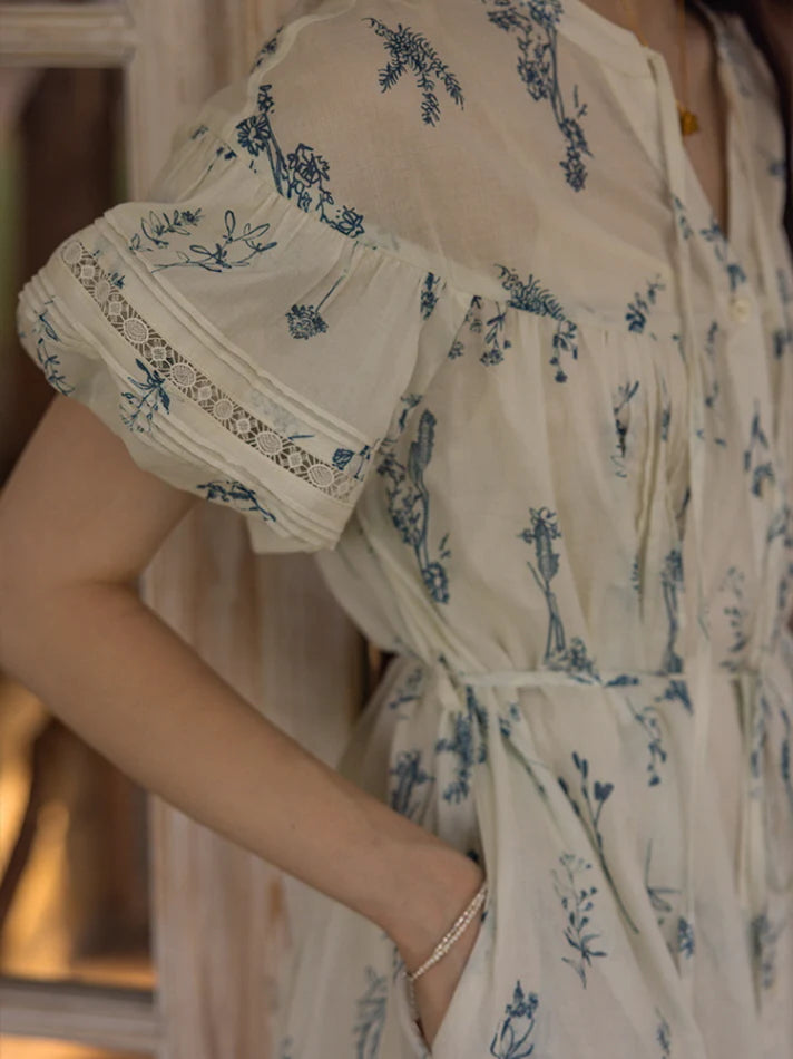 Blue Meadow Floral Cotton Dress