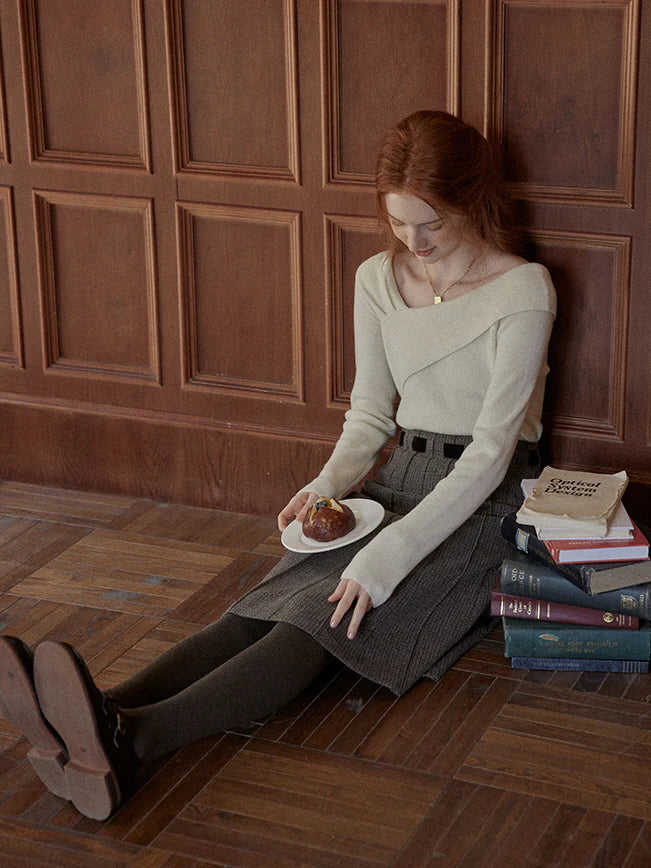 Elegant Off-Shoulder Wool Sweater