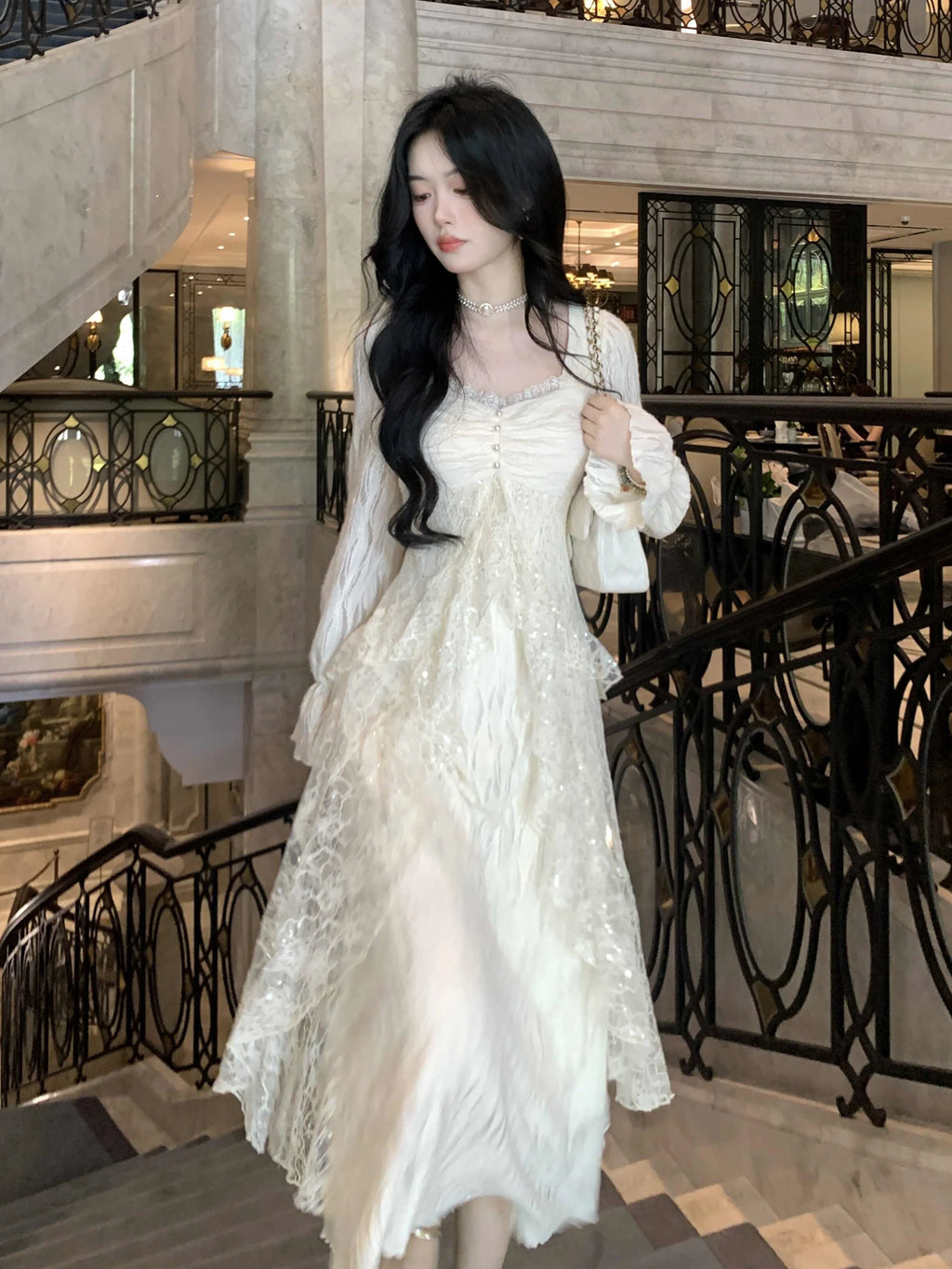 Ethereal Lace Sequin Dream Dress