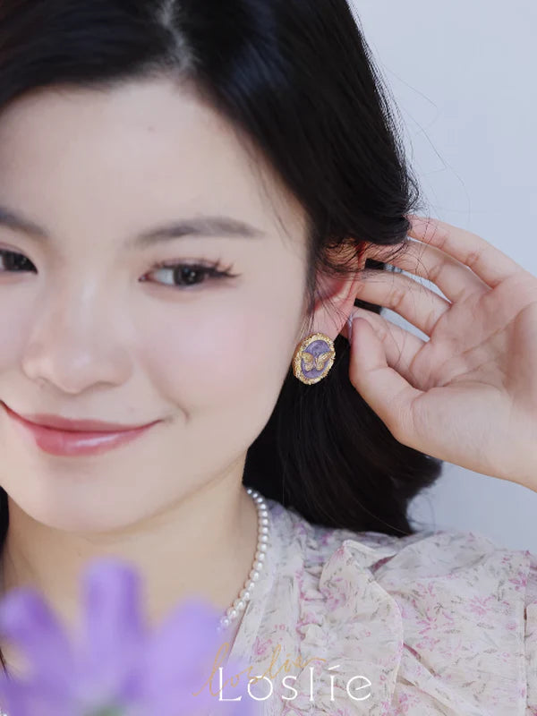 Painting Butterfly Retro Vintage Earrings