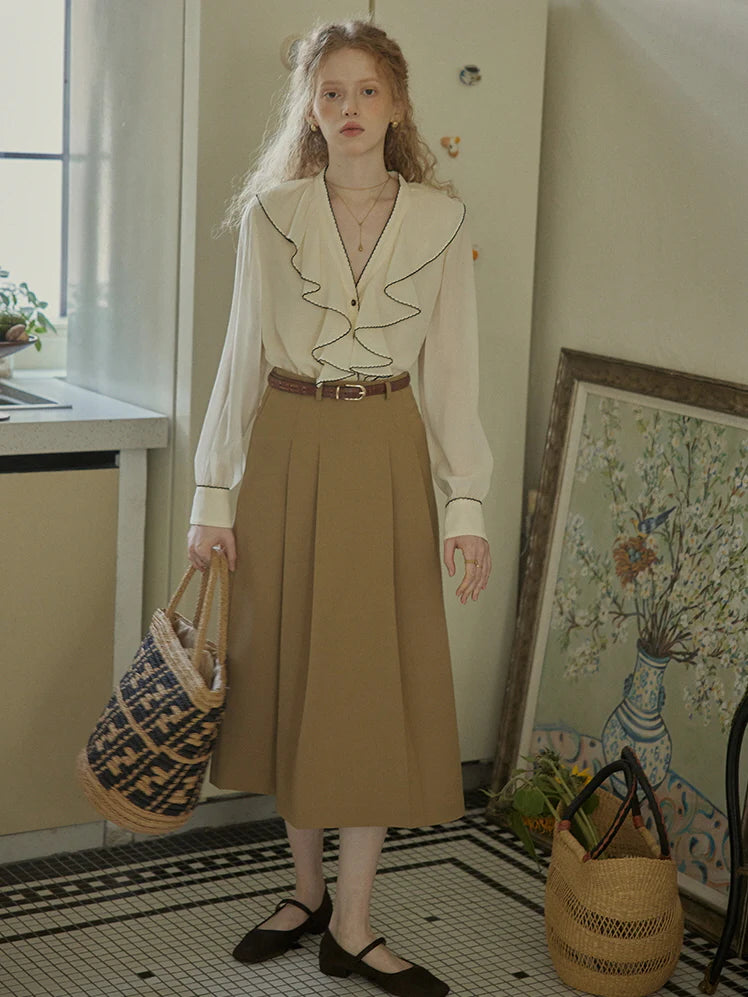 Timeless Ruffle Edge Vintage Blouse