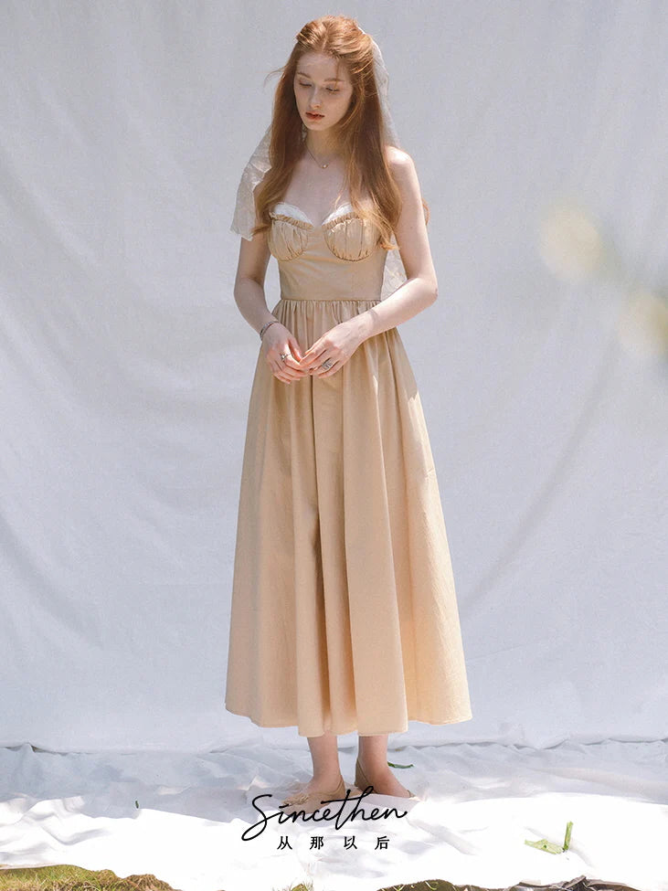 Amelia's Dreamy Beige Cottage Dress