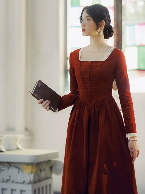 Crimson Elegance Lace Dress