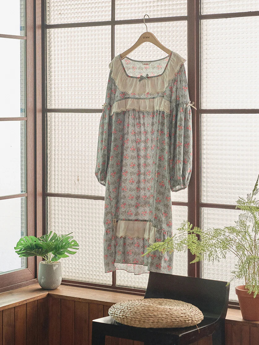 Whispering Blooms Lace-Trim Nightgown