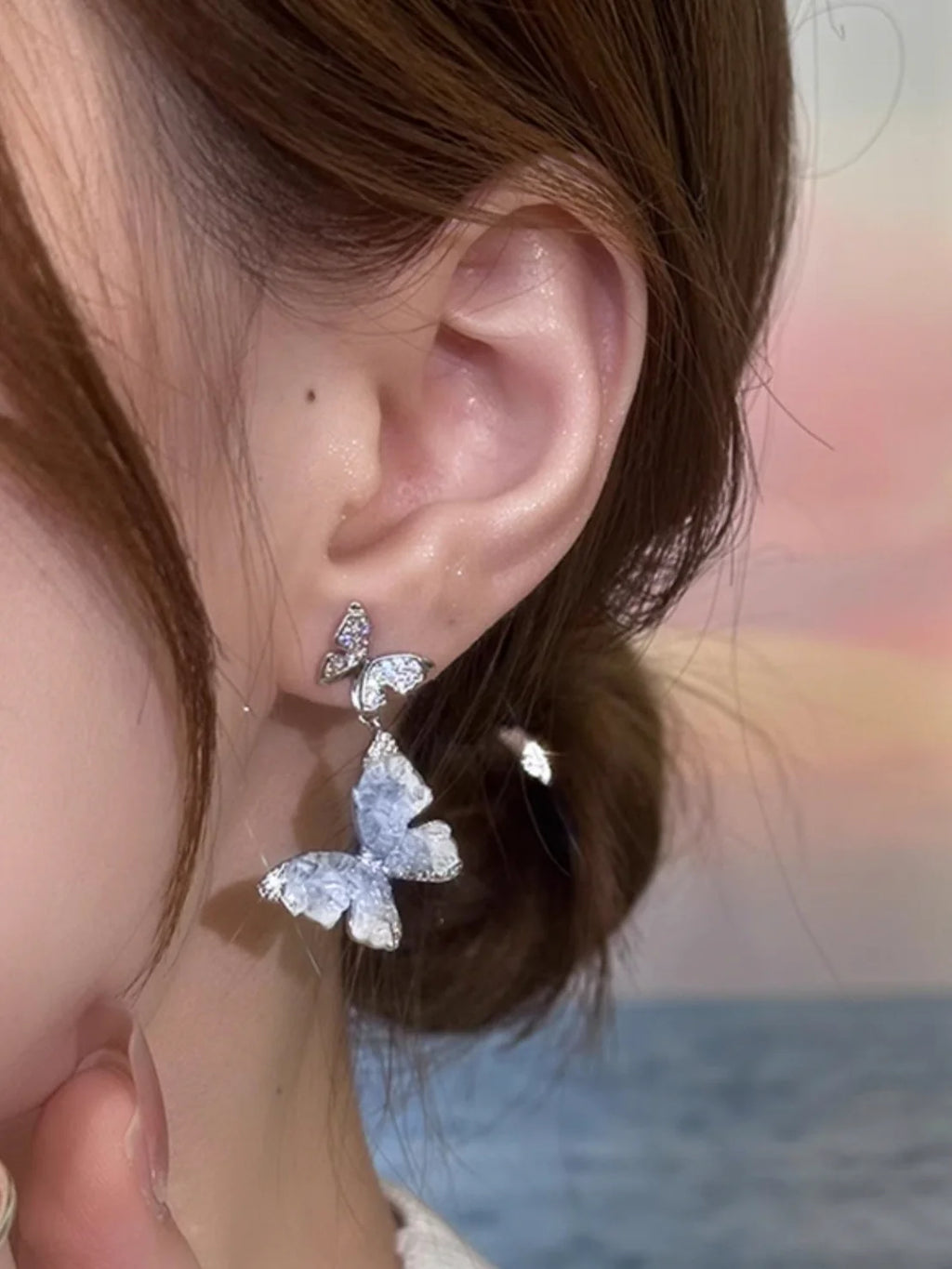 Summer Blue Crystal Butterfly Earrings