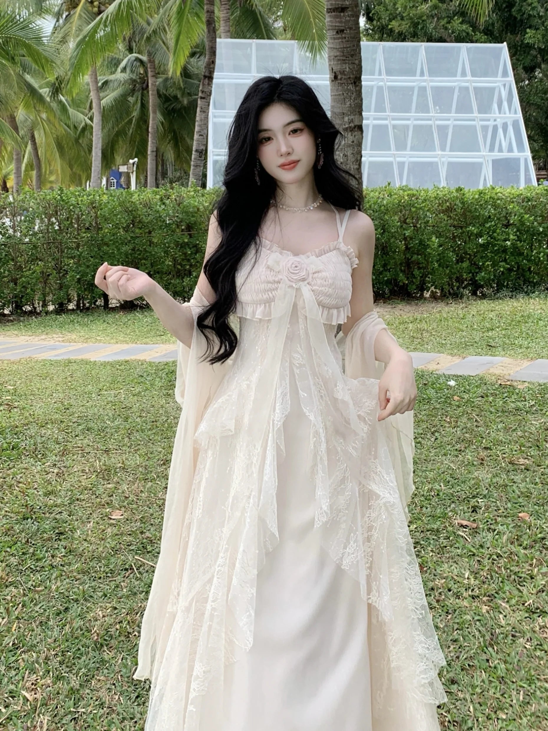 Ethereal Lace Rose Gown