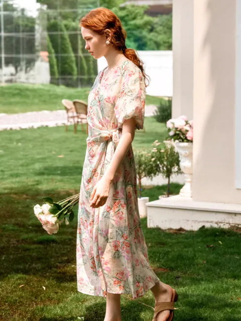 Ethereal Floral Wrap Dress