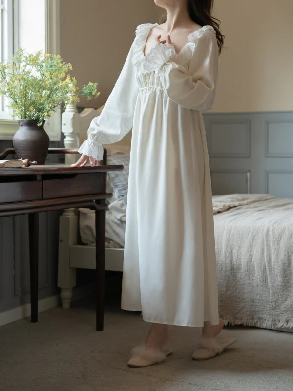 Lace Ruffle Morning Nightgown