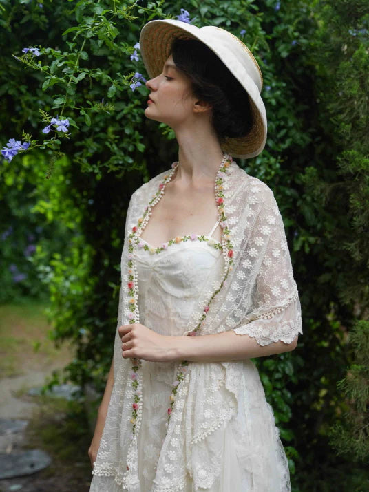 Garden Lace Bloom White Dress