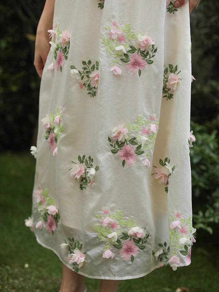 Blossom Whisper Embroidered Fairy Dress