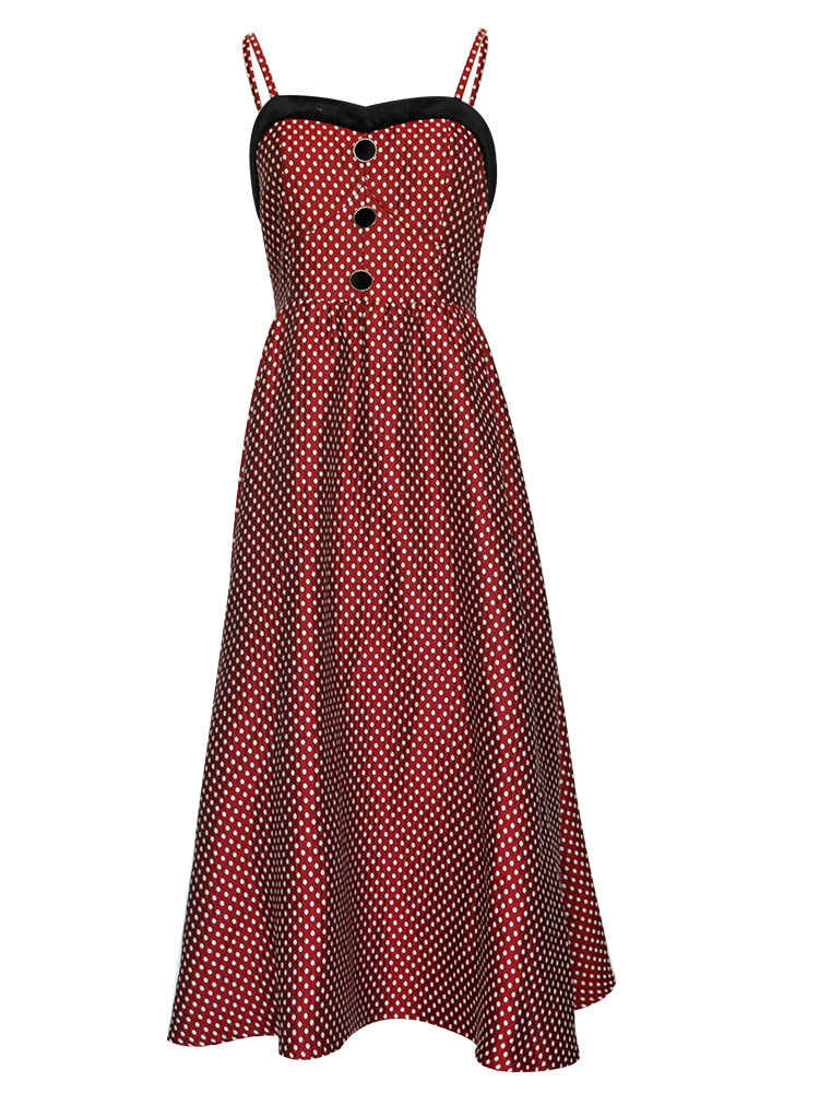 Vintage Charm Polka Dot Midi Dress