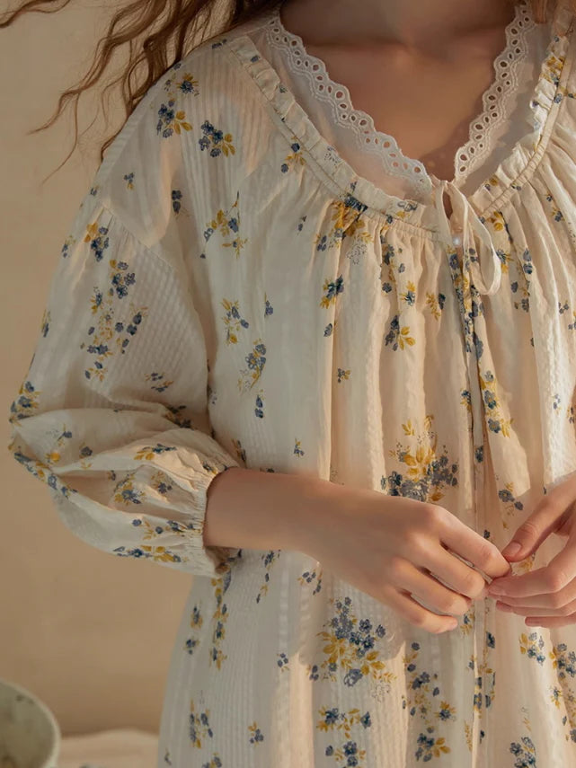 Blossom Whisper Vintage Cotton Nightgown