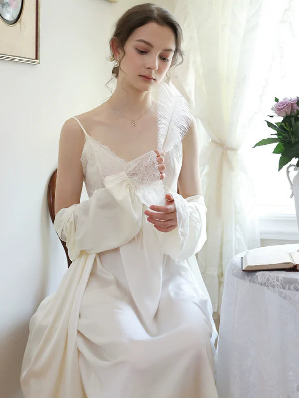 Snowy Lace Elegance Nightgown