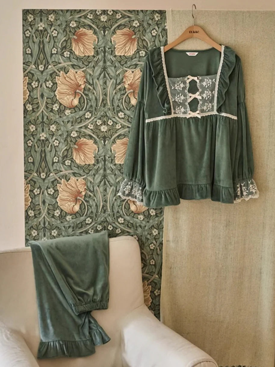 Velvet Garden Lace Pajama Set
