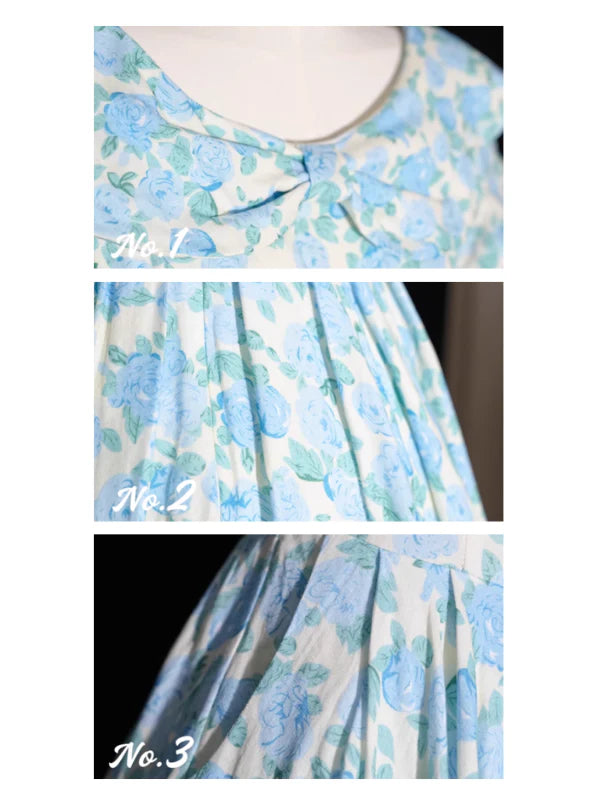 Blue Garden Bloom Vintage Dress