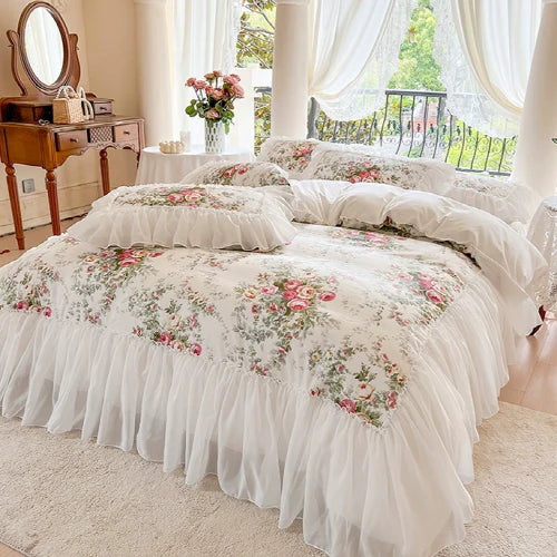Enchanted Rose Garden Frill Bedding Set