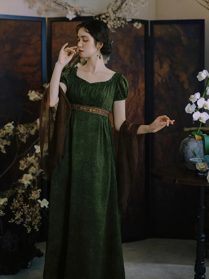 Enchanted Forest Velvet Empire Dress