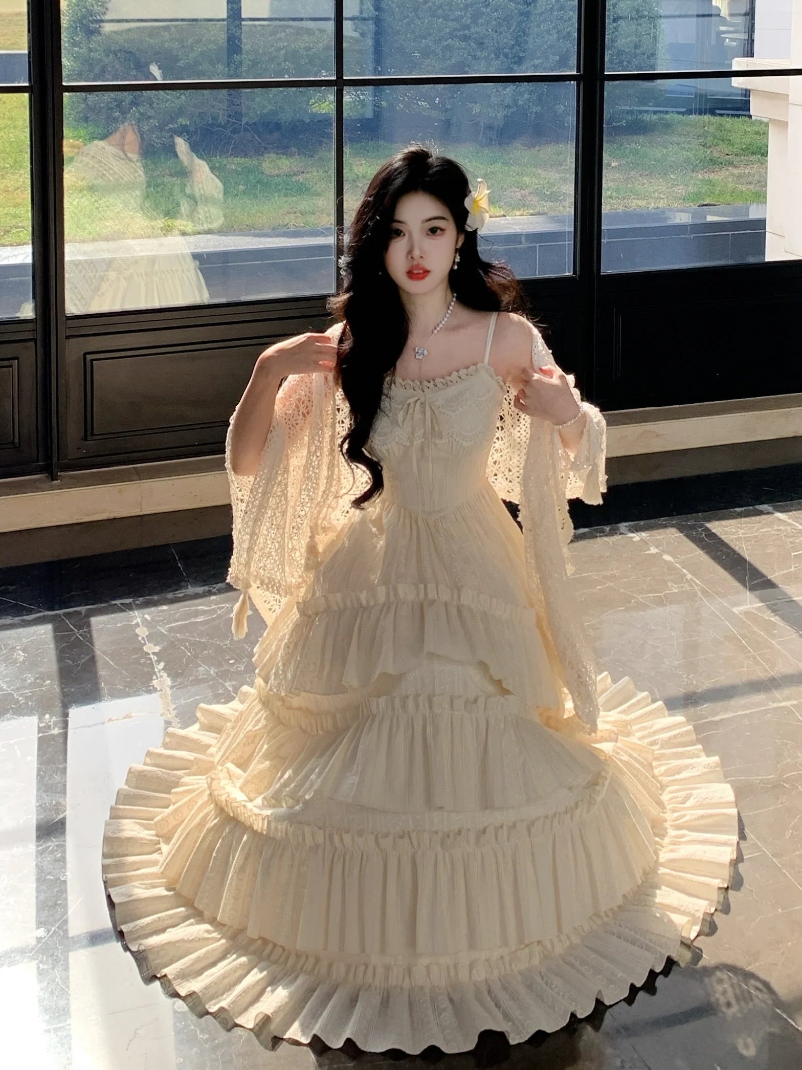 Ethereal Ivory Tiered Maxi Dress