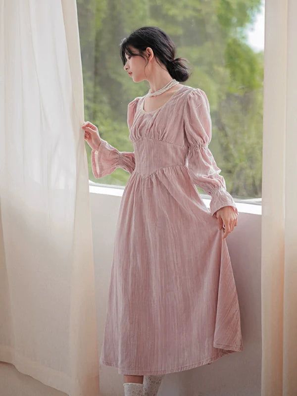 Vintage Pink Velvet Elegance Dress