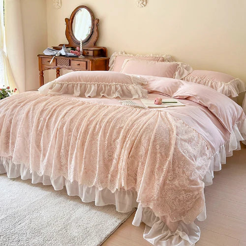 Pink Lace Frill Princess Bedding Set
