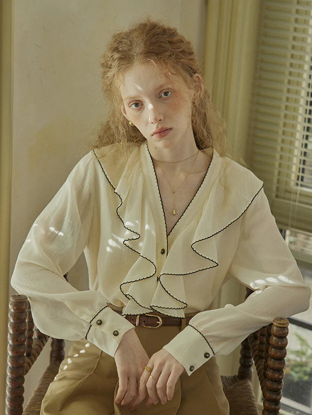 Timeless Ruffle Edge Vintage Blouse