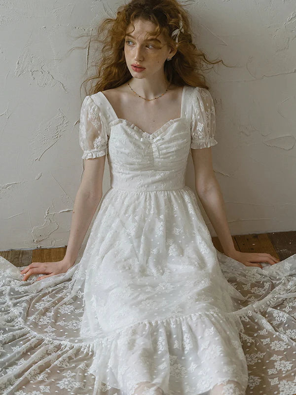 Ethereal Lace White Blossom Dress
