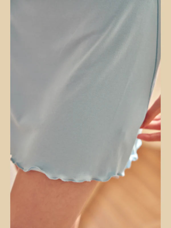 Sky Blue Ruffle-Trim Nightdress