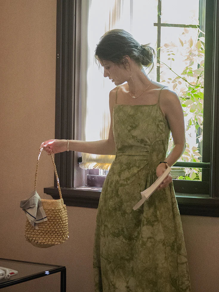 Olive Dream Linen Sundress