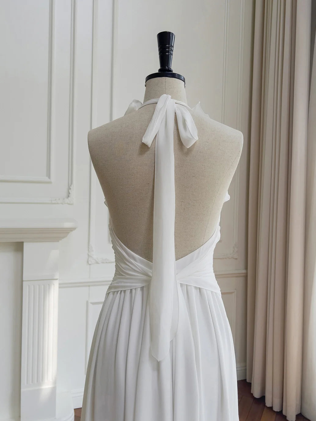 Ethereal Ruffle Rose White Dress